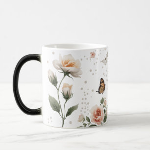 Elegante perzikroos vlinder kleur veranderende mok