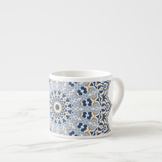 Elegante Perzische Blauwe Arabesk Oosterse decorat Espresso Kop (Voorkant rechts)