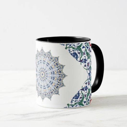 Elegante Perzische Blauwe Arabesk Oosterse decorat Mok (Voorkant rechts)