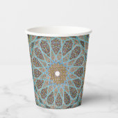 Elegante Perzische Blauwe Arabesk Oosterse decorat Papieren Bekers (Voorkant)