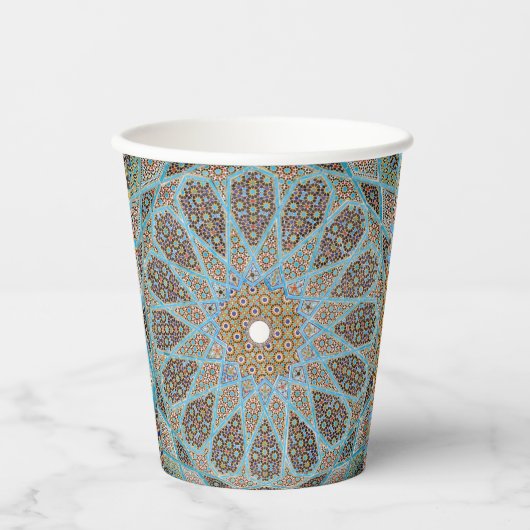 Elegante Perzische Blauwe Arabesk Oosterse decorat Papieren Bekers (Voorkant)
