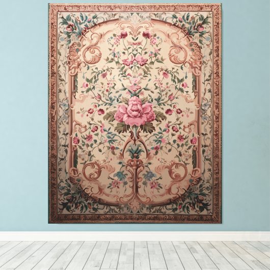 Elegante Perzische Bloemen Tapijt Uitgerekt Canvas (Insitu (Houten vloer))