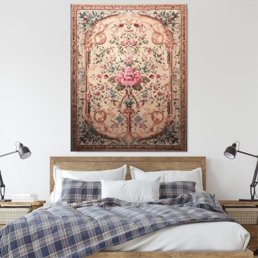 Elegante Perzische Bloemen Tapijt Uitgerekt Canvas (Insitu (Slaapkamer))