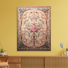Elegante Perzische Bloemrijke Vloerkleed Canvaspri Canvas Afdruk