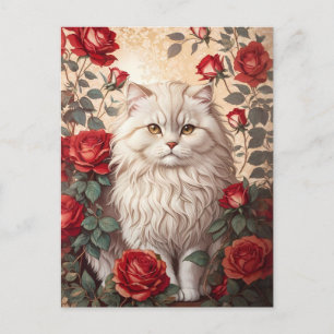 Elegante  Perzische kat met Rozen Briefkaart