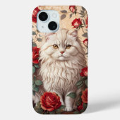 Elegante  Perzische kat met Rozen Case-Mate iPhone Case (Achterkant)