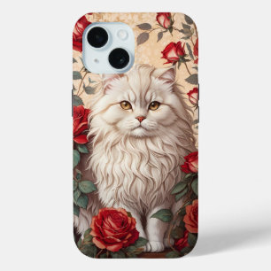 Elegante  Perzische kat met Rozen iPhone 15 Case