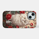 Elegante Perzische kat met Rozen iPhone 15 Case (Achterkant horizontaal)