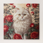 Elegante Perzische kat met Rozen Legpuzzel (Verticaal)
