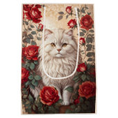 Elegante  Perzische kat met Rozen Medium Cadeauzakje (Achterkant)