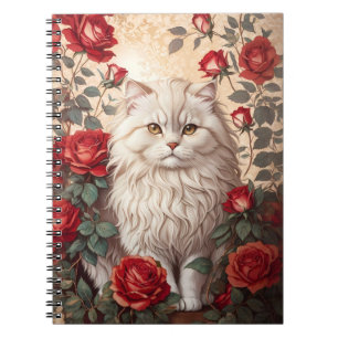 Elegante Perzische kat met Rozen Notitieboek