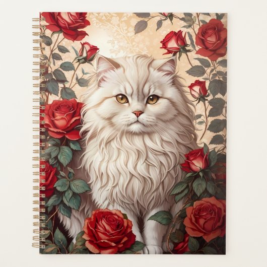 Elegante  Perzische kat met Rozen Planner (Voorkant)