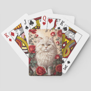 Elegante Perzische kat met Rozen Pokerkaarten