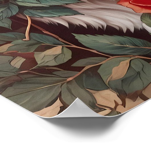 Elegante  Perzische kat met Rozen Poster (Hoek)