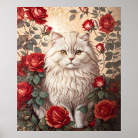 Elegante Perzische kat met Rozen