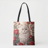Elegante  Perzische kat met Rozen Tote Bag (Voorkant)