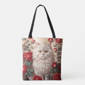 Elegante Perzische kat met Rozen Tote Bag (Achterkant)