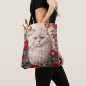 Elegante Perzische kat met Rozen Tote Bag (Dichtbij)