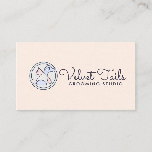 Elegante Pet Groomer  Kat & Hond Logo Visitekaartje (Voorkant)