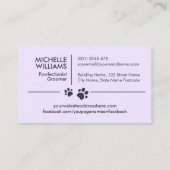 Elegante Pet Groomer Kat & Hond Logo Visitekaartje (Achterkant)