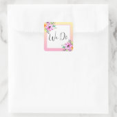 Elegante Petunia's Bloem Geel en Roze We Do Vierkante Sticker (Tas)