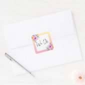 Elegante Petunia's Bloem Geel en Roze We Do Vierkante Sticker (Envelop)