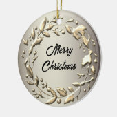Elegante Pewter en Bord Gouden Kerstkrans Keramisch Ornament (Links)