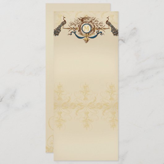 Elegante Pfau-Hochzeits Menü-Karten Kaart (Voorkant / Achterkant)