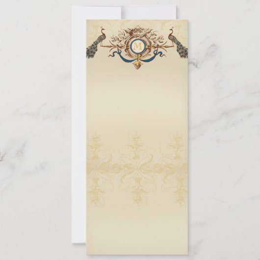 Elegante Pfau-Hochzeits Menü-Karten Kaart (Voorkant)