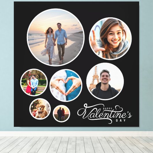 Elegante Photo Collage Valentijn's Gift Groot Canvas Afdruk (Insitu (Houten vloer))
