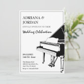 Elegante Piano bruiloft Kaart (Staand voorkant)