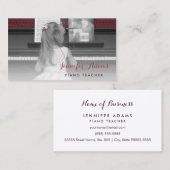 Elegante Piano Docent Meisje Student Roze Jurk Visitekaartje (Voorkant / Achterkant)