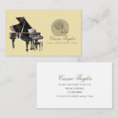 Elegante piano Franse hoornmuzikant muziekdocent Visitekaartje (Voorkant / Achterkant)
