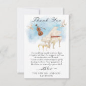 Elegante piano met viool en duiven bedankkaart (Voorkant)