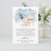 Elegante piano met viool en duiven bedankkaart (Staand voorkant)