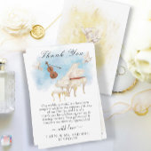 Elegante piano met viool en duiven bedankkaart