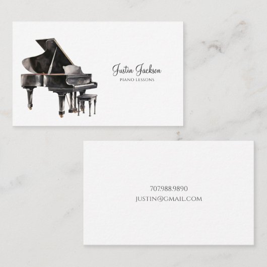 Elegante piano muzikant muziekleraar visitekaartje (Voorkant / Achterkant)