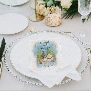 Elegante piano   Viool bloemen duiven bruiloft lux Servet