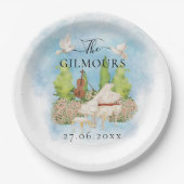 Elegante piano | Viool bloemenduiven Bruiloft Luxe Papieren Bordje (Voorkant)