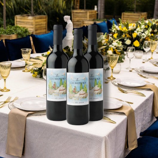 Elegante piano | Viool bloemenduiven Bruiloft Luxe Wijn Etiket