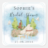 Elegante piano viool duiven bloemen Bruidsdouche Vierkante Sticker (Voorkant)