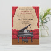  elegante pianobruiloft kaart (Staand voorkant)
