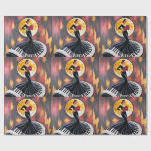 Elegante Pianomuziek Vrouw Kunst Design Cadeaupapier