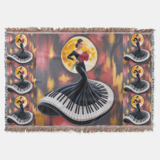 Elegante Pianomuziek Vrouw Kunst Design Deken