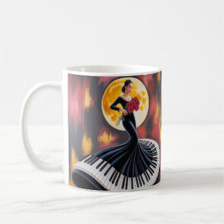 Elegante Pianomuziek Vrouw Kunst Design Koffiemok
