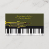 Elegante pianotoetsen & trompetmuziek visitekaartje (Voorkant)