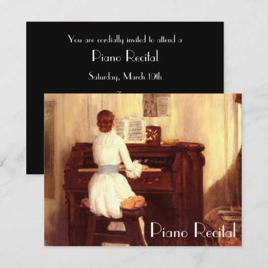 Elegante  pianouitnodigingen kaart (Voorkant / Achterkant)