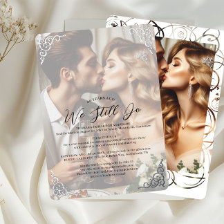 Elegante Pic Wedding Jubileum Gelofte Vernieuwing  Folie Uitnodiging