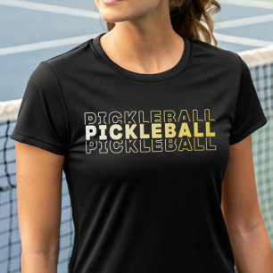 Elegante Pickleball Typografie Wit Gouden Geel T-shirt