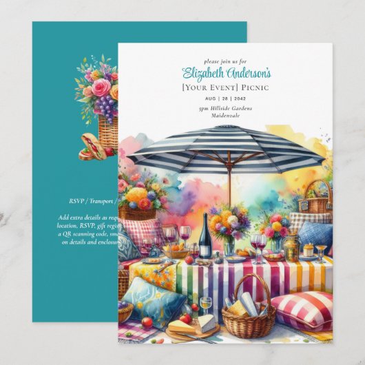 Elegante Picknick Party Verjaardag Pensioen Elk Ev Kaart (Voorkant / Achterkant)